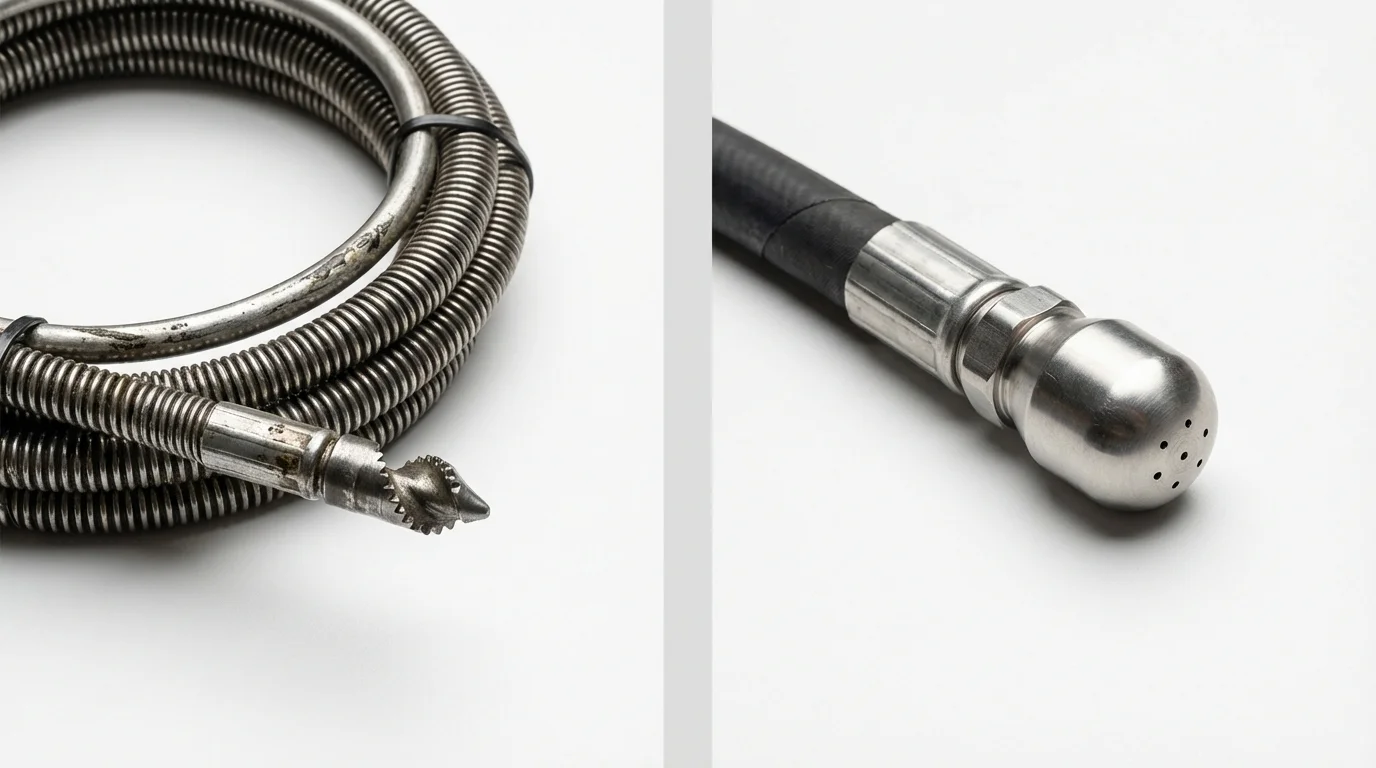 Drain snake cable and hydro jetting nozzle used for drain cleaning in Pawling, NY
