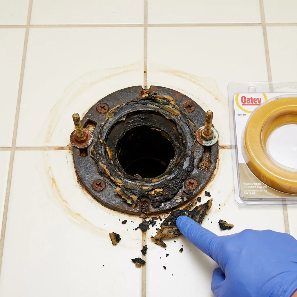 Failed wax ring showing water seepage at the base of a toilet in a Pawling, NY home